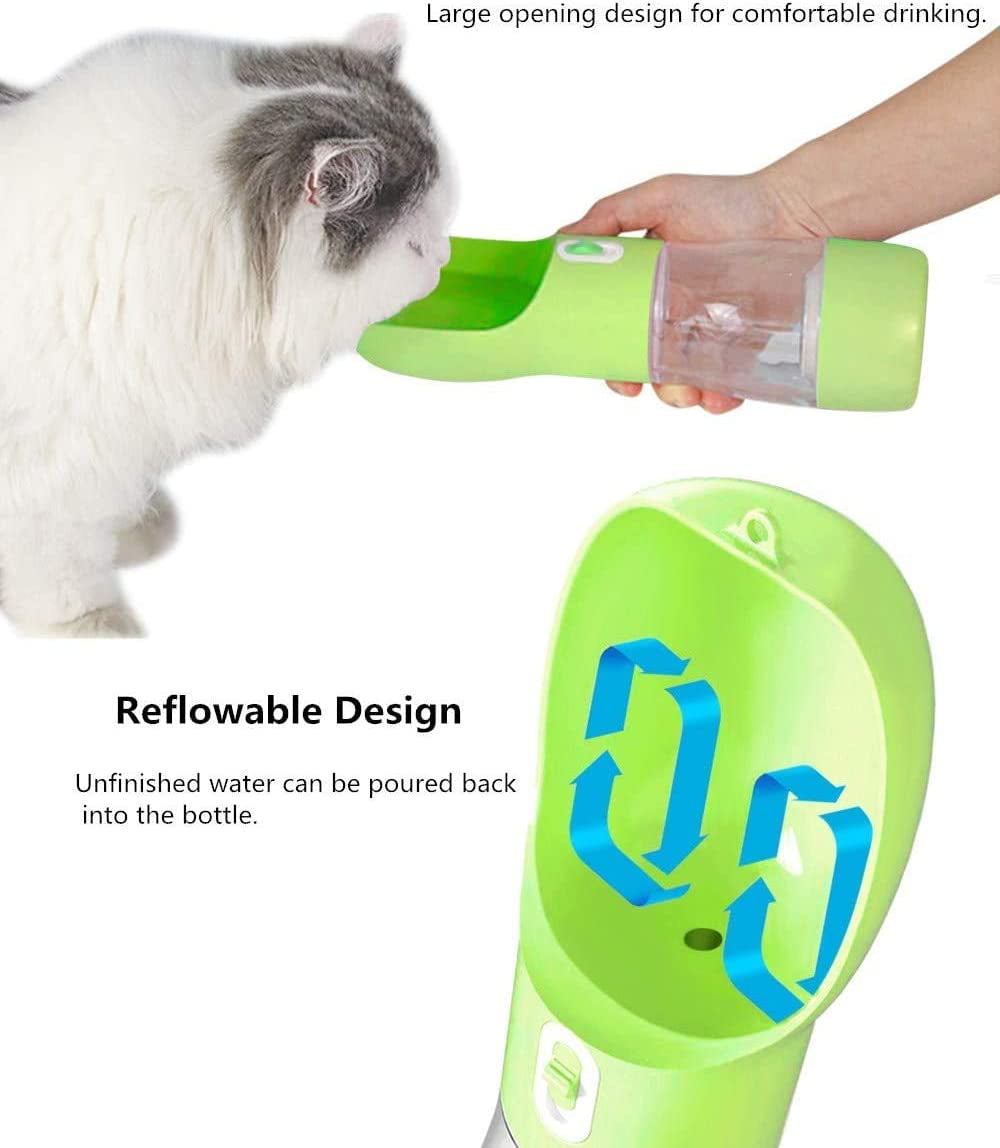 Outdoor Dog Water Bottle Dispenser - Leak Proof Water Bottle for Dogs on the Go with Food Container Multifunctional Travel Dog Water Bottle(Green)