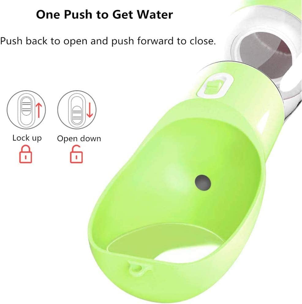 Outdoor Dog Water Bottle Dispenser - Leak Proof Water Bottle for Dogs on the Go with Food Container Multifunctional Travel Dog Water Bottle(Green)