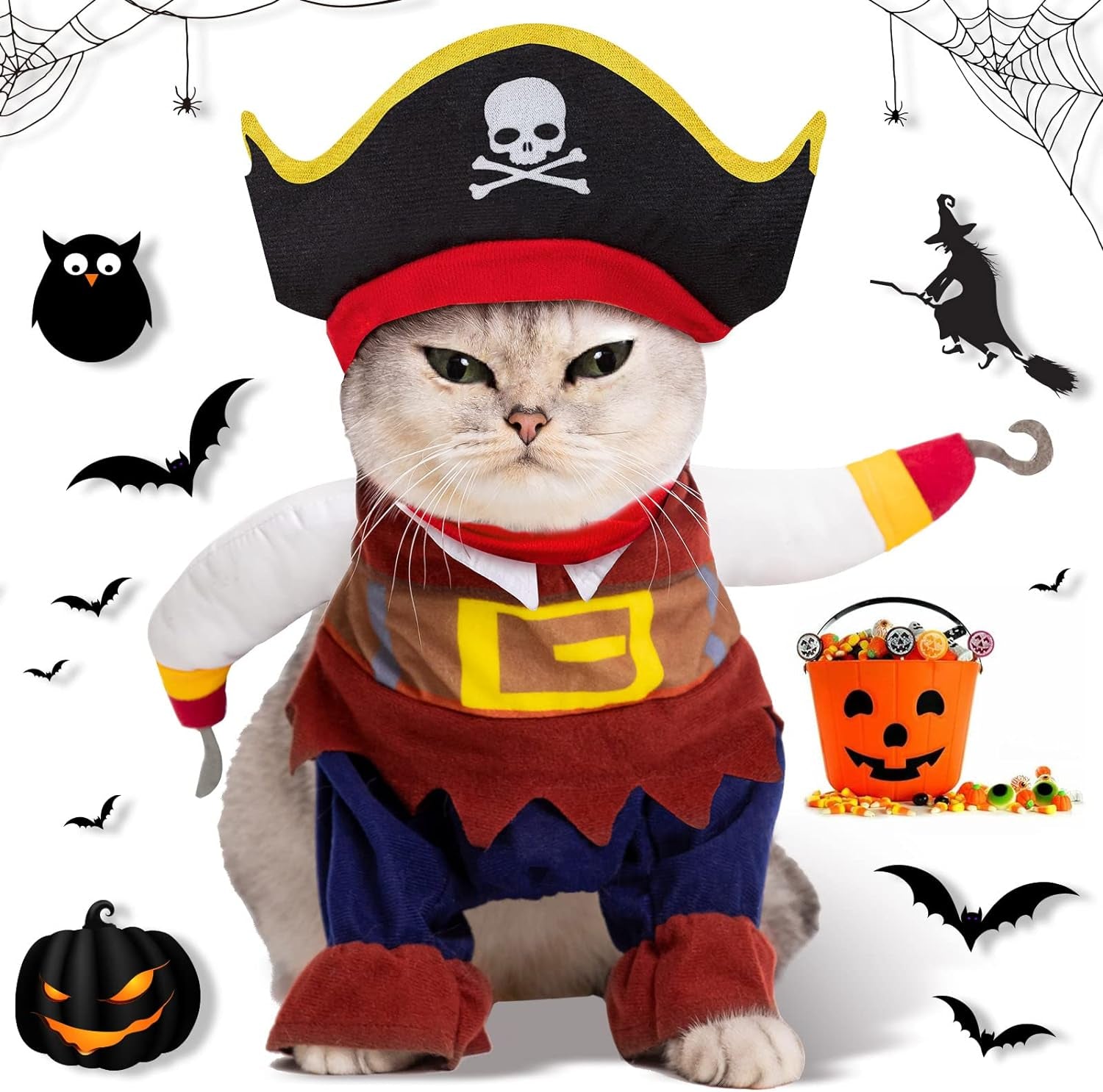  Cat Pirate Costumes - Small to Medium Dogs Cats Kitty - Halloween, Christmas Party 