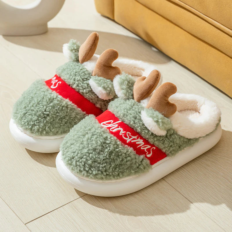 Christmas Shoes Winter Home Slippers Elk Soft Cozy Bedroom Slipper Slip on House Shoes