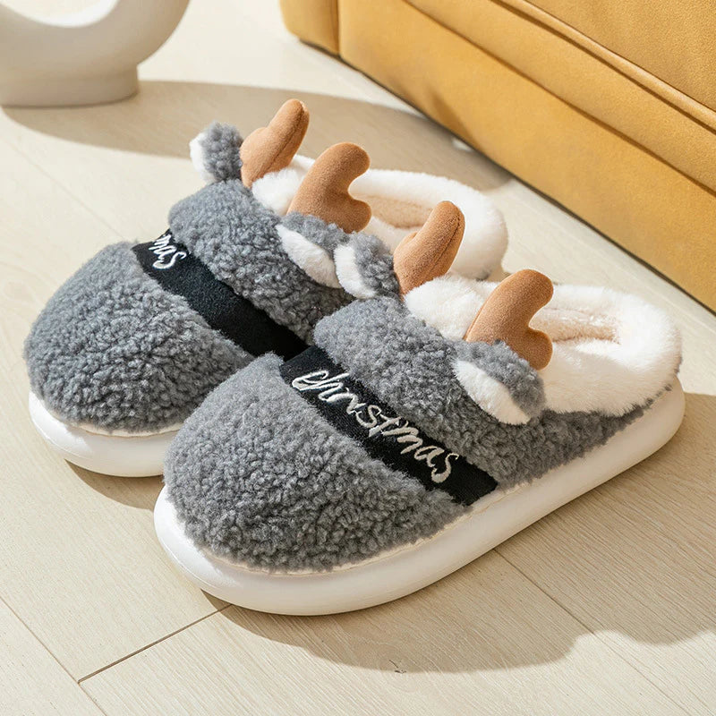 Christmas Shoes Winter Home Slippers Elk Soft Cozy Bedroom Slipper Slip on House Shoes