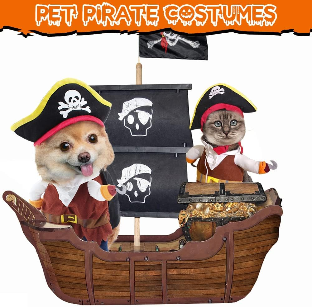  Cat Pirate Costumes - Small to Medium Dogs Cats Kitty - Halloween, Christmas Party 