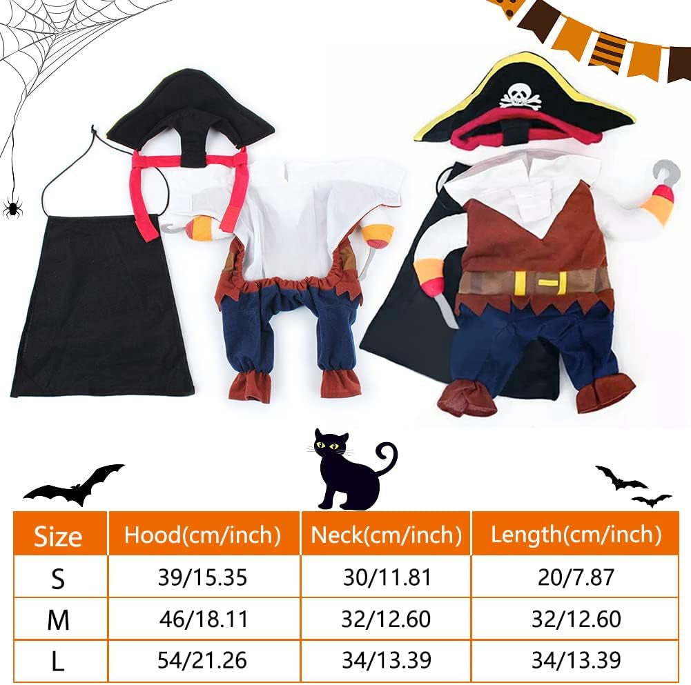  Cat Pirate Costumes - Small to Medium Dogs Cats Kitty - Halloween, Christmas Party 