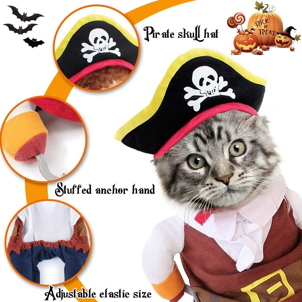  Cat Pirate Costumes - Small to Medium Dogs Cats Kitty - Halloween, Christmas Party 